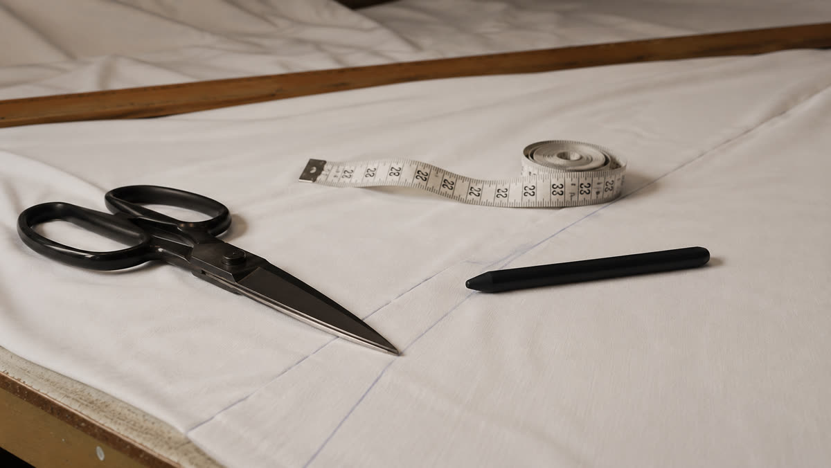 Detalle de corte sobre tela tensada